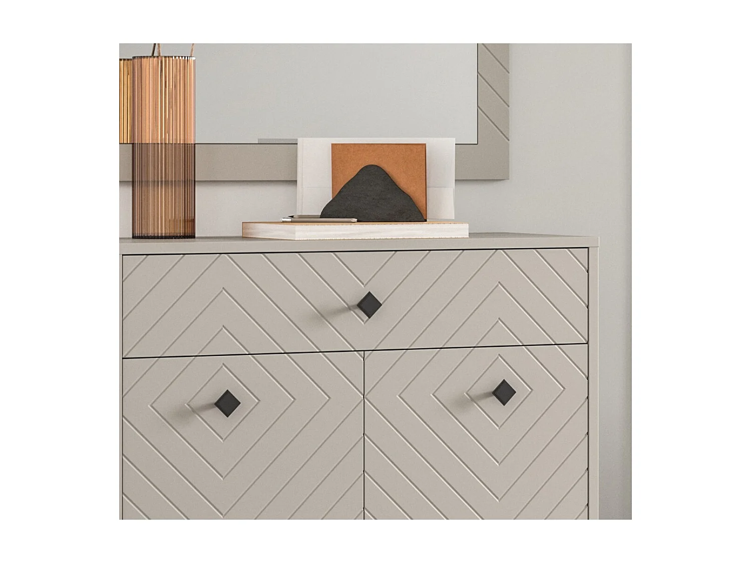 Schuhschrank LUNA – Mattbeige – 2 Drehtüren – 80x100x35 cm