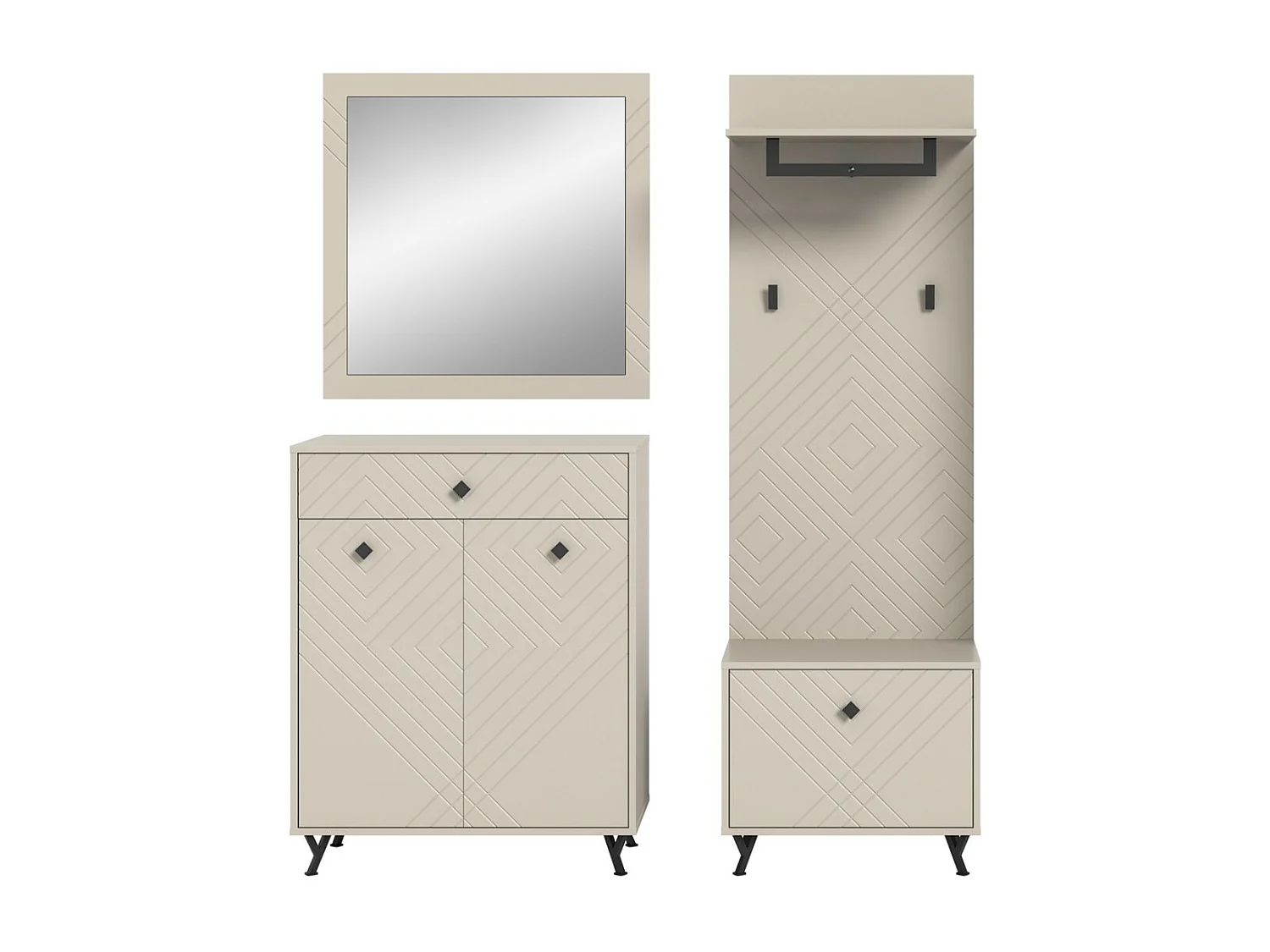 LUNA complete set - Mat beige - 3 onderdelen - 195x190x35 cm