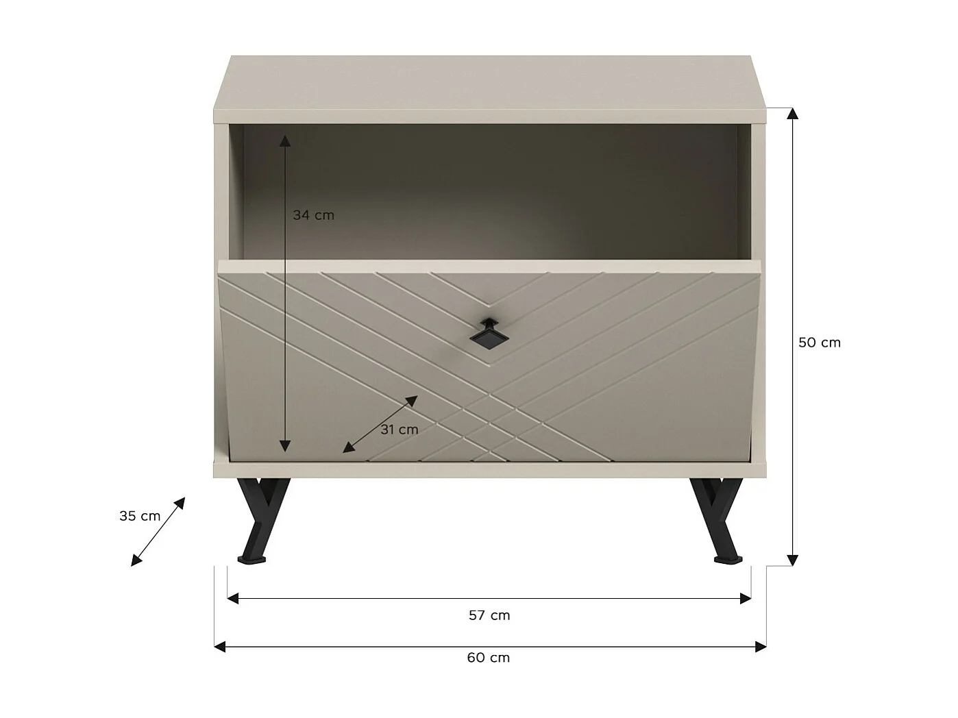 Schuhschrank LUNA – Mattbeige – 1 Klappe – 60x50x35 cm