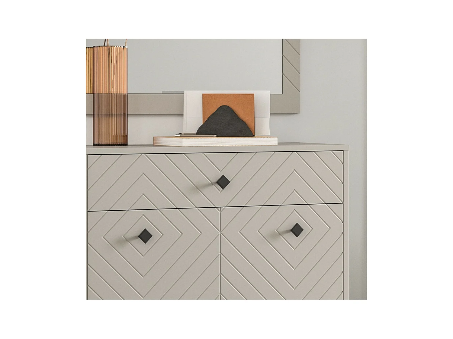 Komplettset LUNA – Matt Beige – 215x190x35 cm – 6 Fächer, 5 Regale