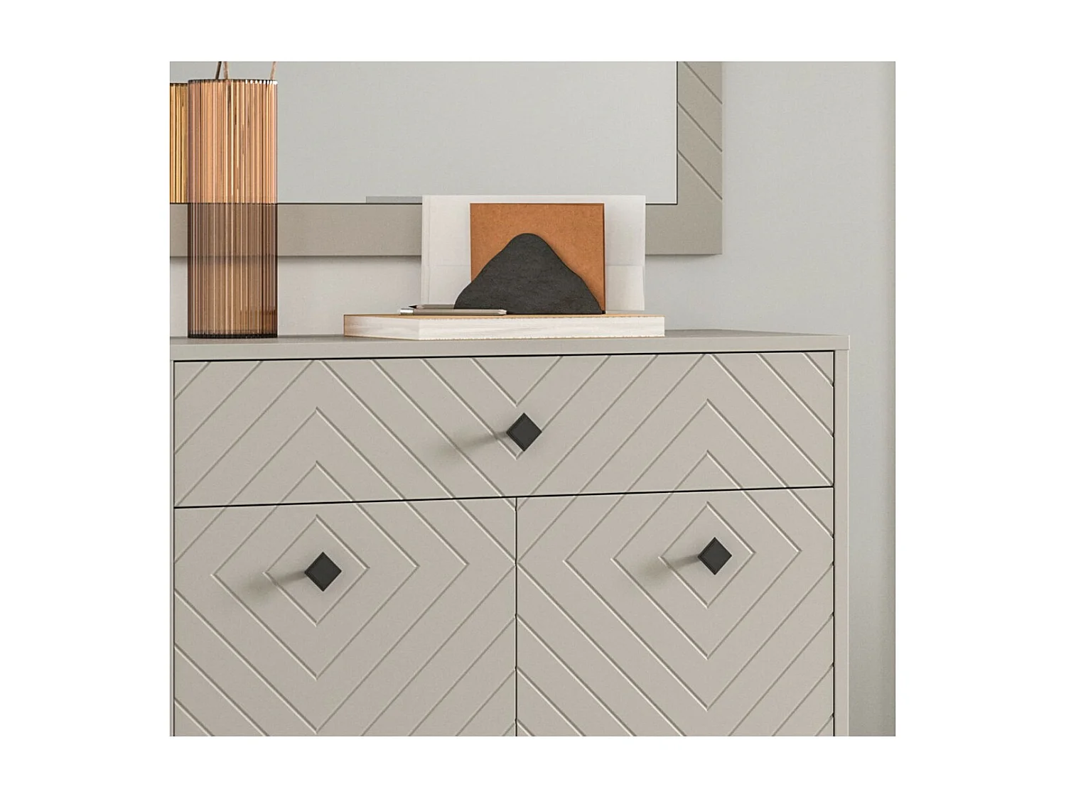 Complete inkomhalset LUNA - Mat Beige - 215x190x35 cm - 6 vakken, 5 planken