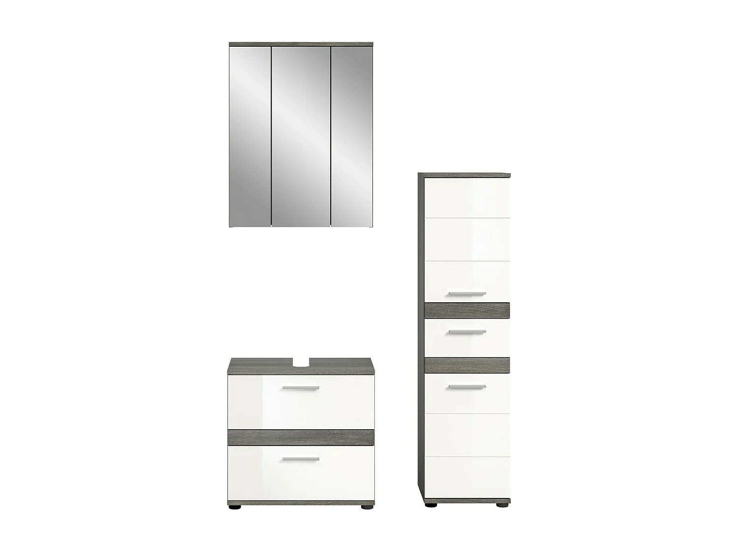 Ensemble de meubles de salle de bain WILLIAM – Gris foncé et blanc – 110x191x34 cm