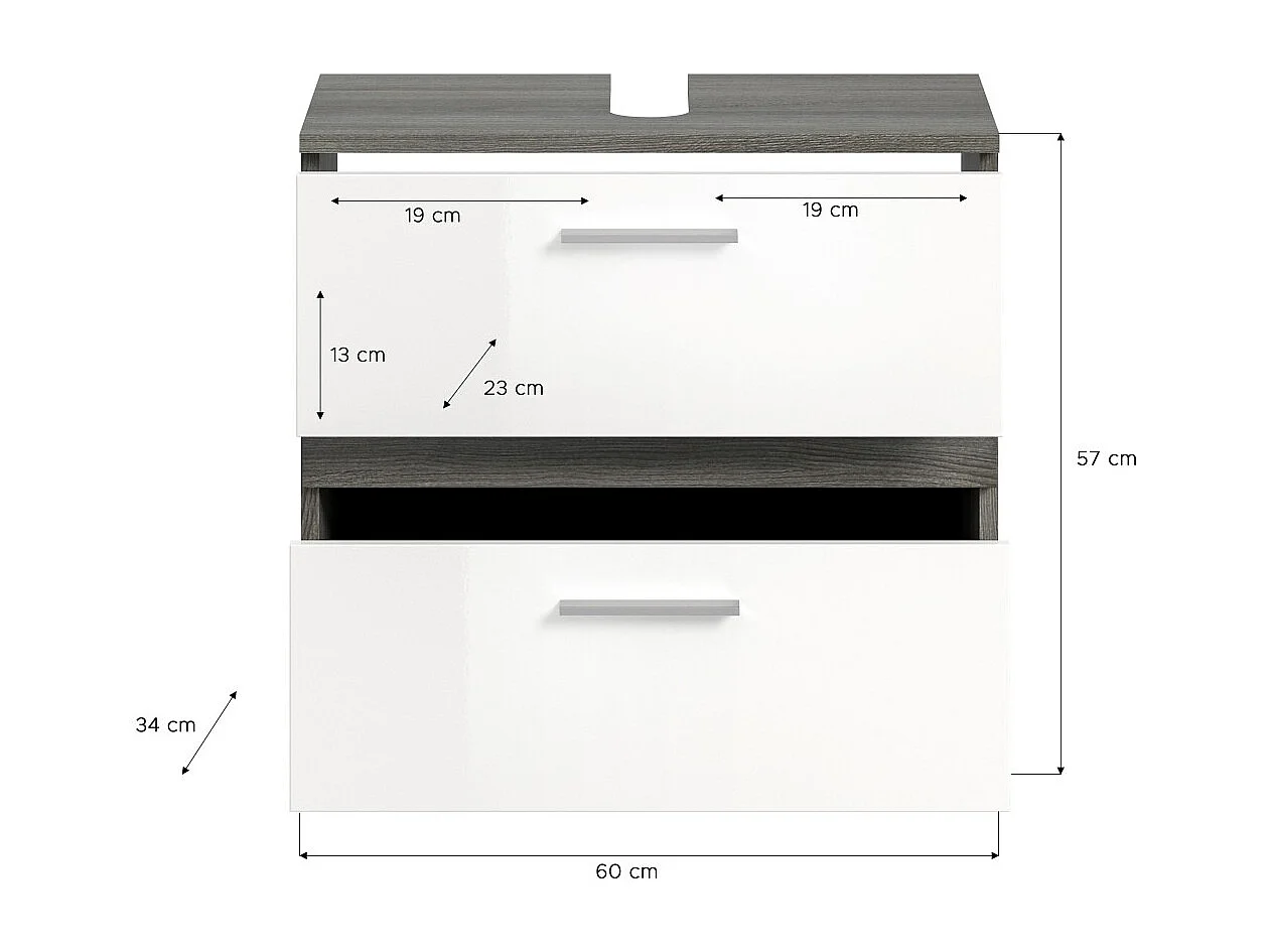 Badezimmermöbel-Set WILLIAM – Dunkelgrau und Weiß – 110x191x34 cm