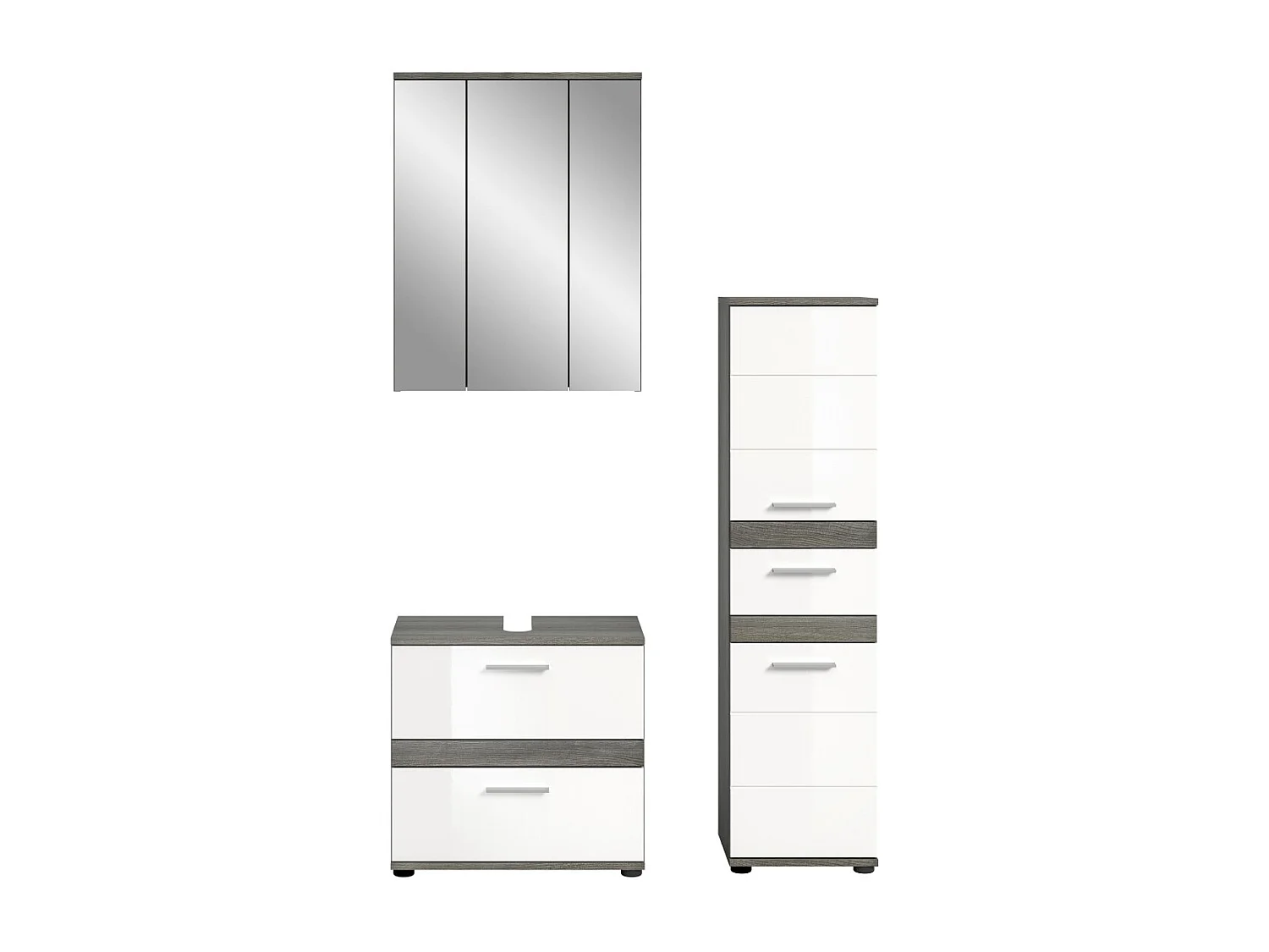 Badezimmermöbel-Set WILLIAM – Dunkelgrau und Weiß – 110x191x34 cm