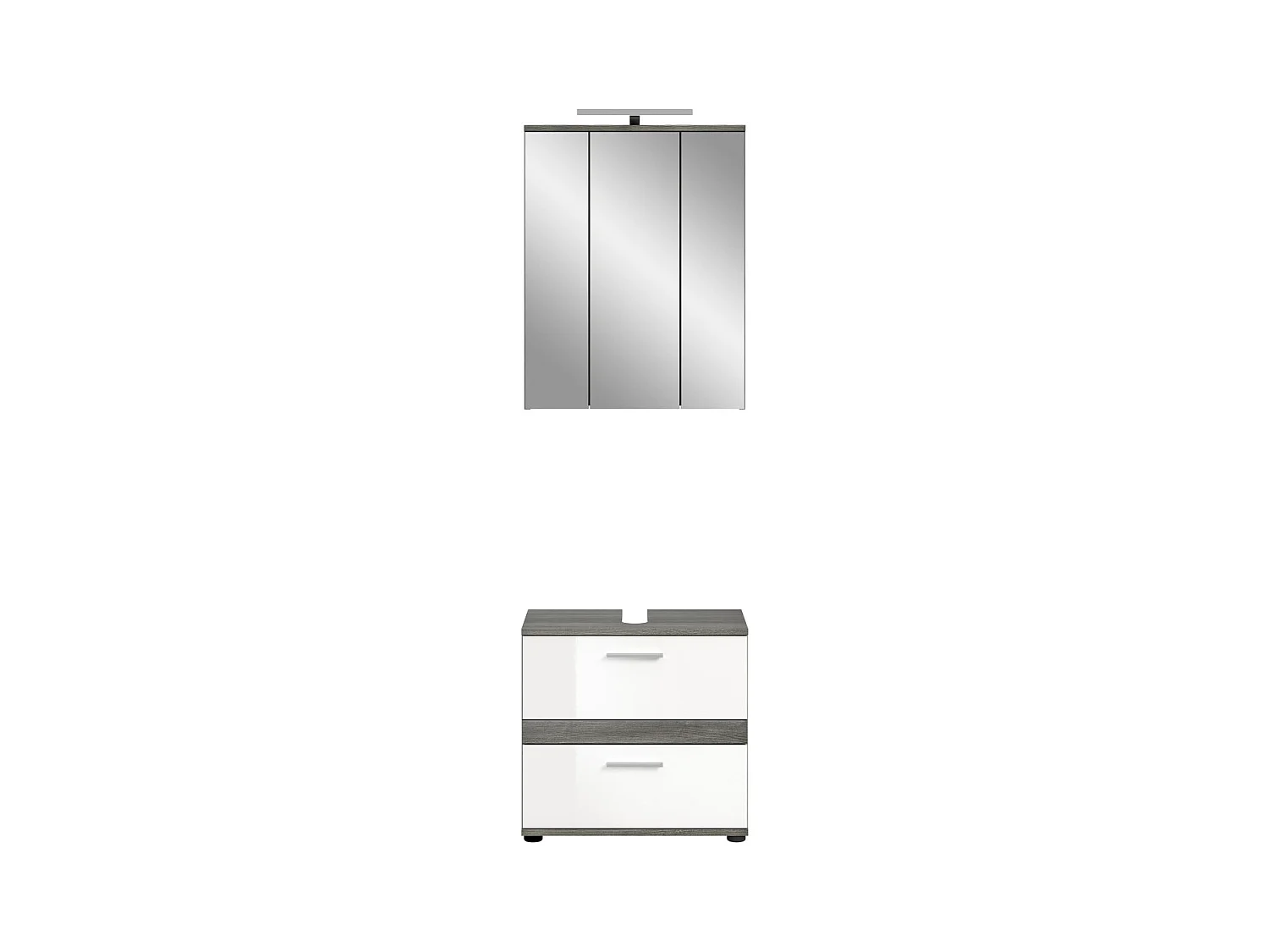 Ensemble de meubles de salle de bain WILLIAM – Gris foncé et blanc – 60x191x34 cm – Avec LED