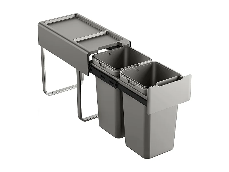 SVITA EM2x14 Poubelle encastrable 28L (2x14L) 2 compartiments avec couvercle système de séparation des déchets