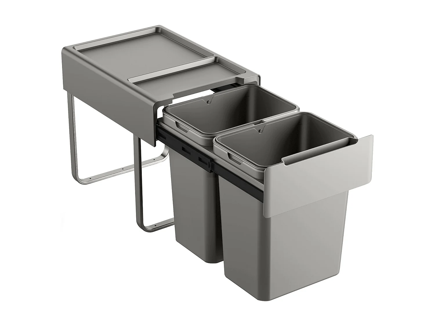 SVITA EM2x20 Poubelle encastrable 40L (2x20L) 2 compartiments avec couvercle système de tri des déchets 2 voies