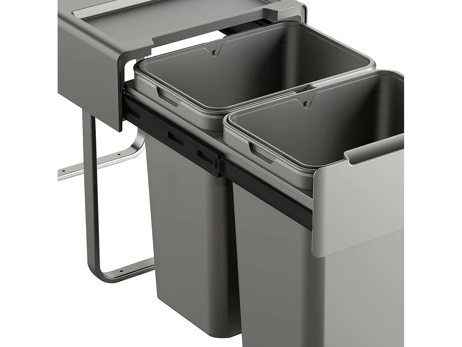 SVITA EM2x20 Poubelle encastrable 40L (2x20L) 2 compartiments avec couvercle système de tri des déchets 2 voies