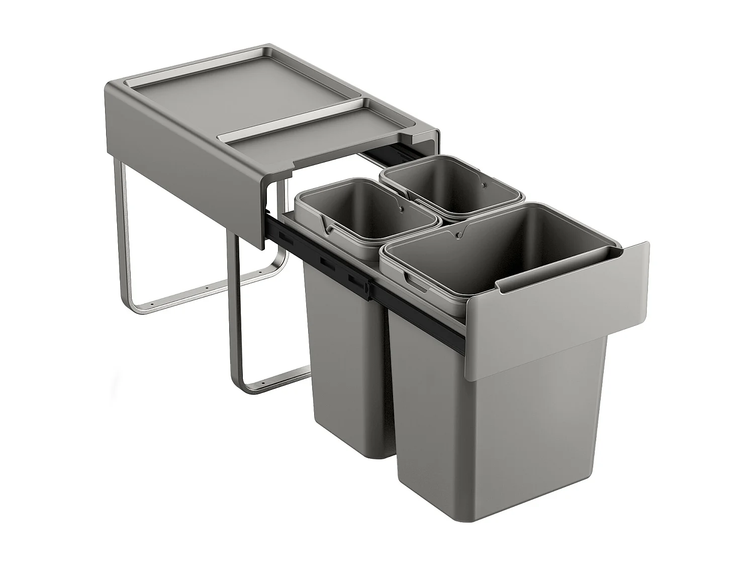 SVITA EMCombo40 Poubelle encastrable 40L (2x10L+20L) 3 compartiments avec couvercle