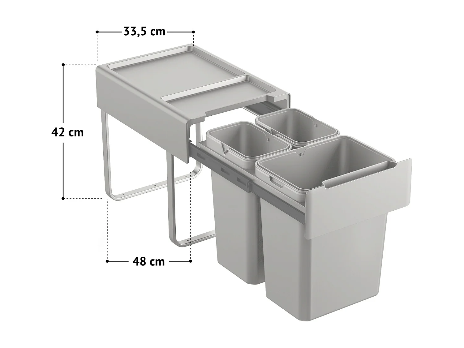 SVITA EMCombo40 Poubelle encastrable 40L (2x10L+20L) 3 compartiments avec couvercle