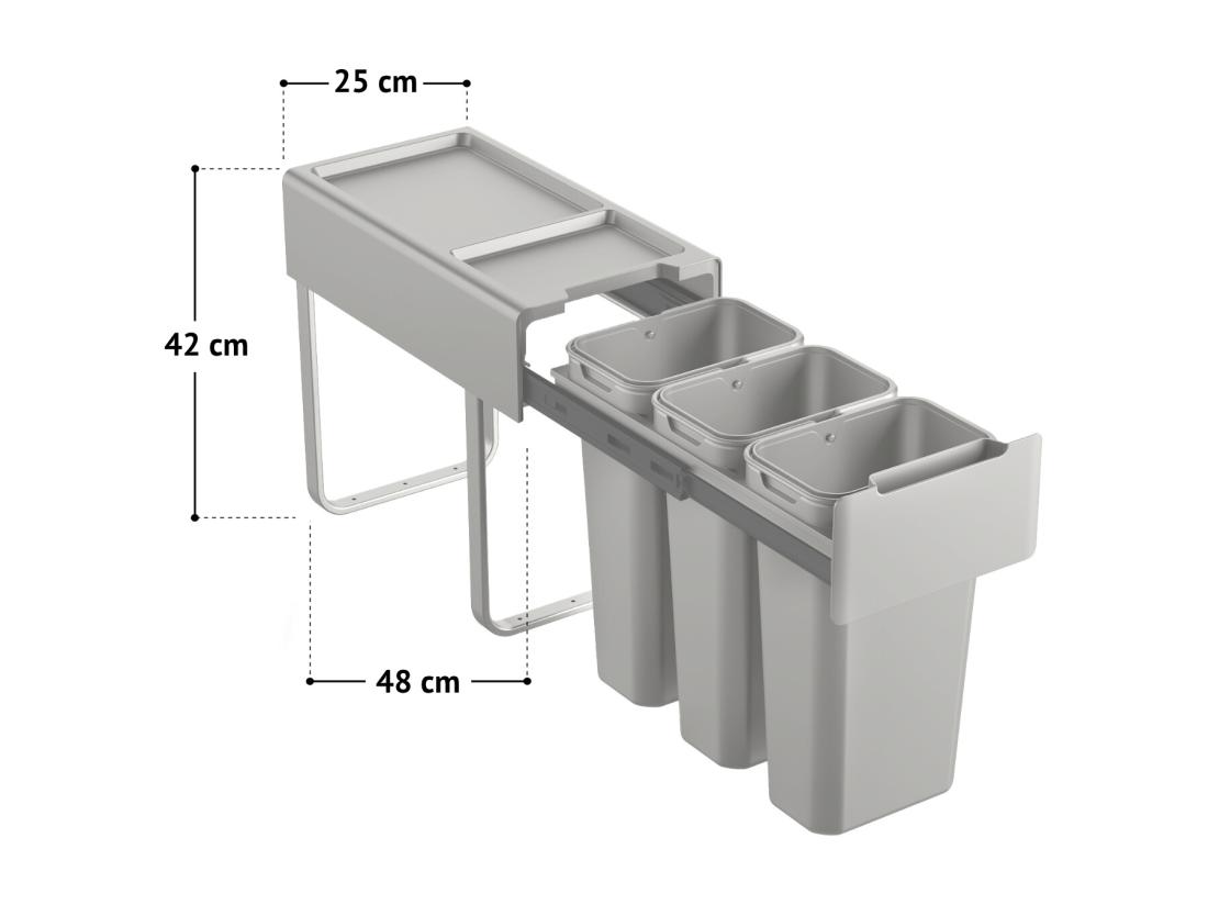 vente unique SVITA EM3x10 Poubelle encastrable 30L (3x10L) 3 compartiments avec couvercle