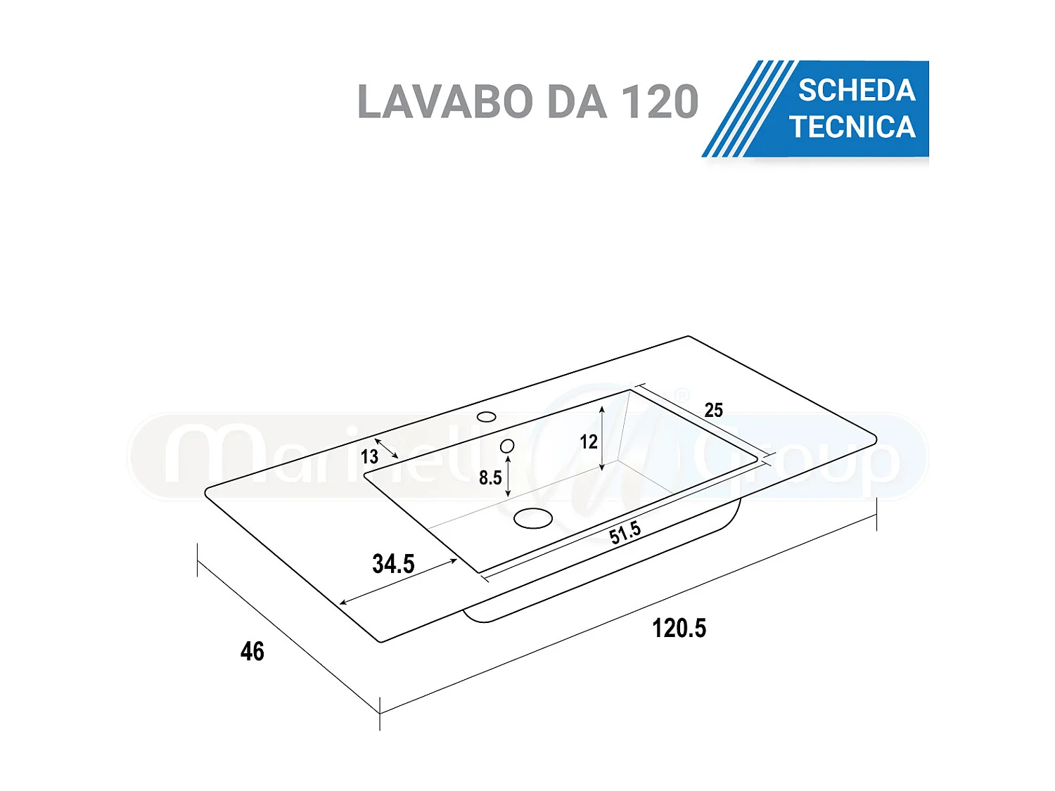 Mobile bagno sospeso da 120 cm Bianco con lavabo in ceramica - Linda