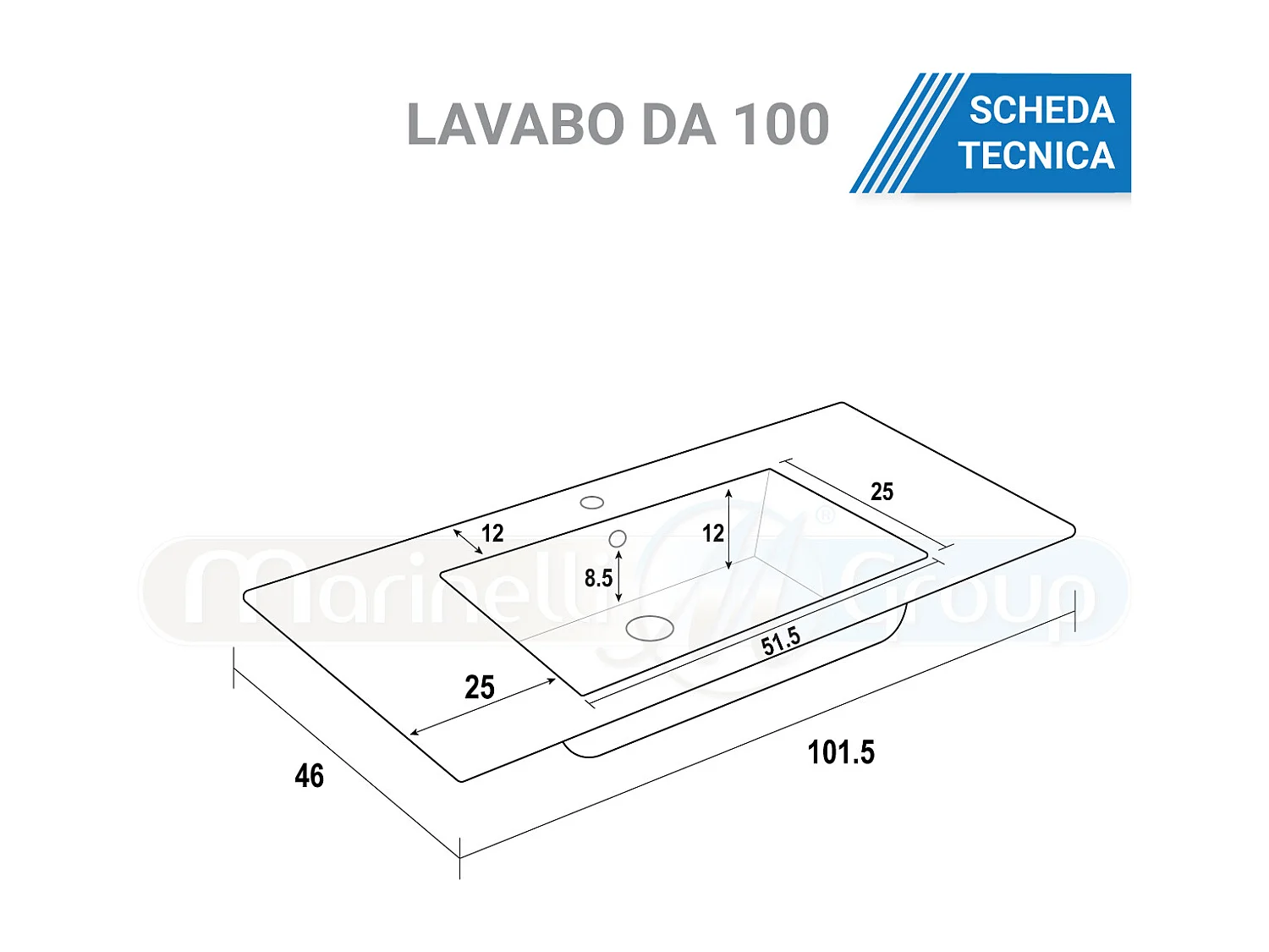 Mobile bagno sospeso da 100 cm Rovere Chiaro con lavabo in ceramica - Linda