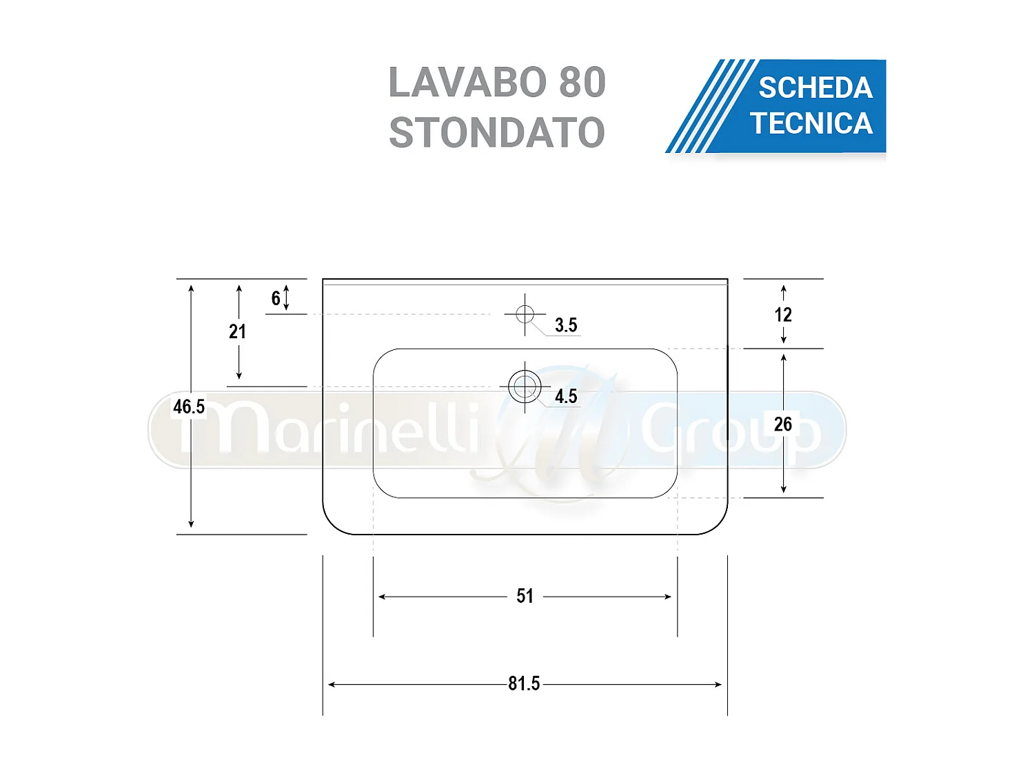Mobile bagno sospeso da 80 cm Bianco con lavabo in ceramica - Linda