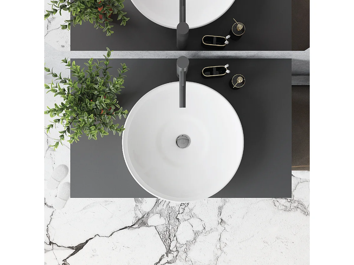 Mobile Bagno 80 cm sospeso con lavabo in ceramica, specchio e Luce LED Grigio Rosy BADEN HAUS