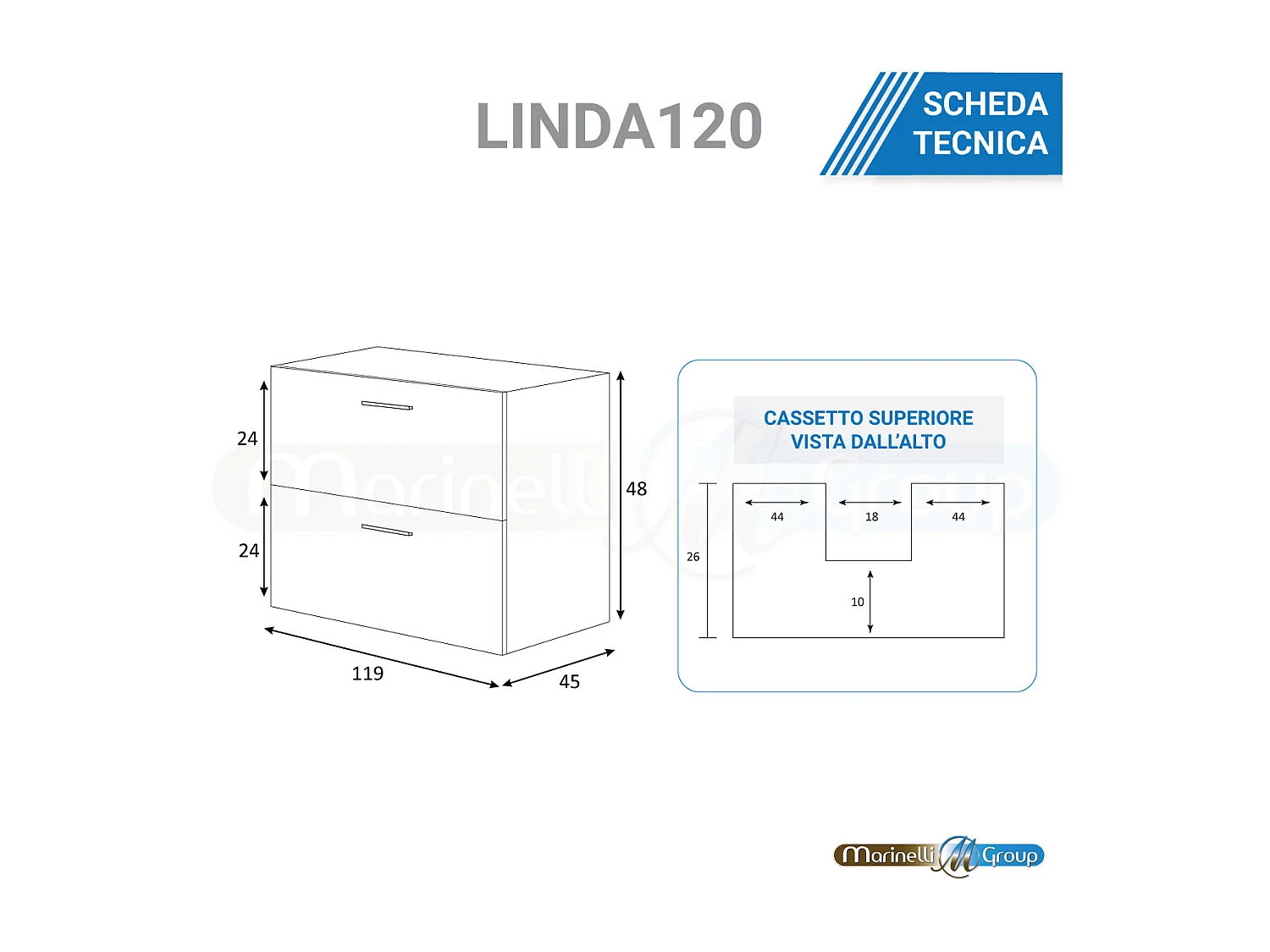 Mobile bagno sospeso da 120 cm Rovere Chiaro con lavabo in ceramica - Linda