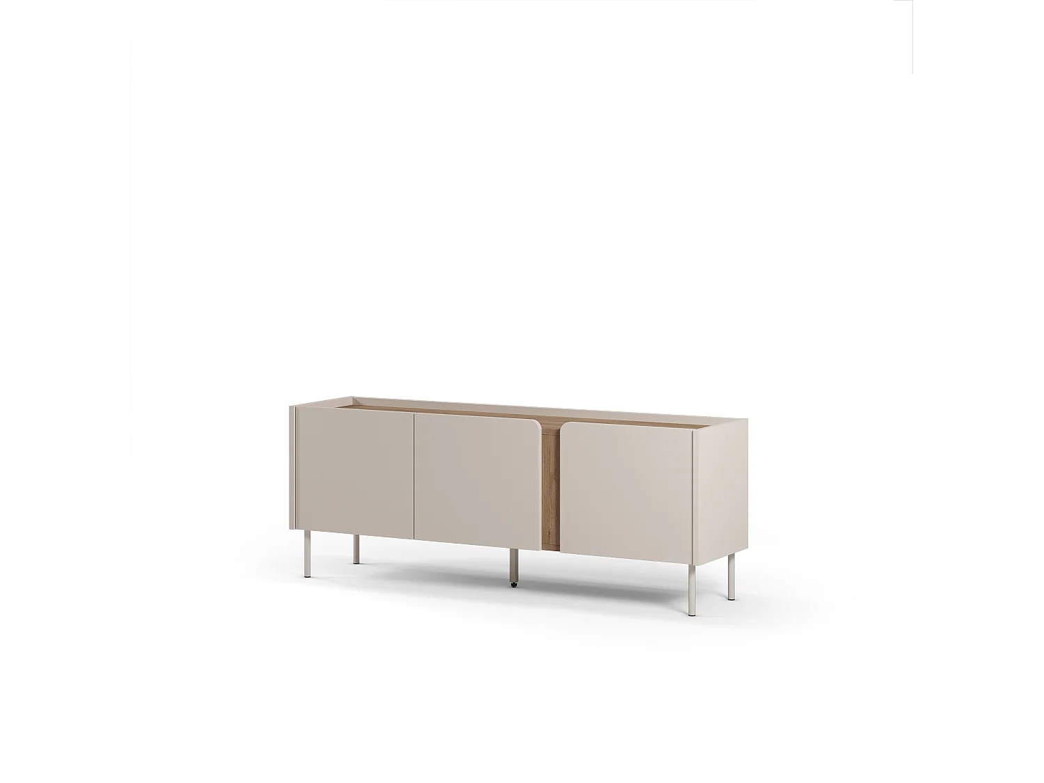 Boxy - Meuble TV 3 portes en bois et métal L140cm - Beige