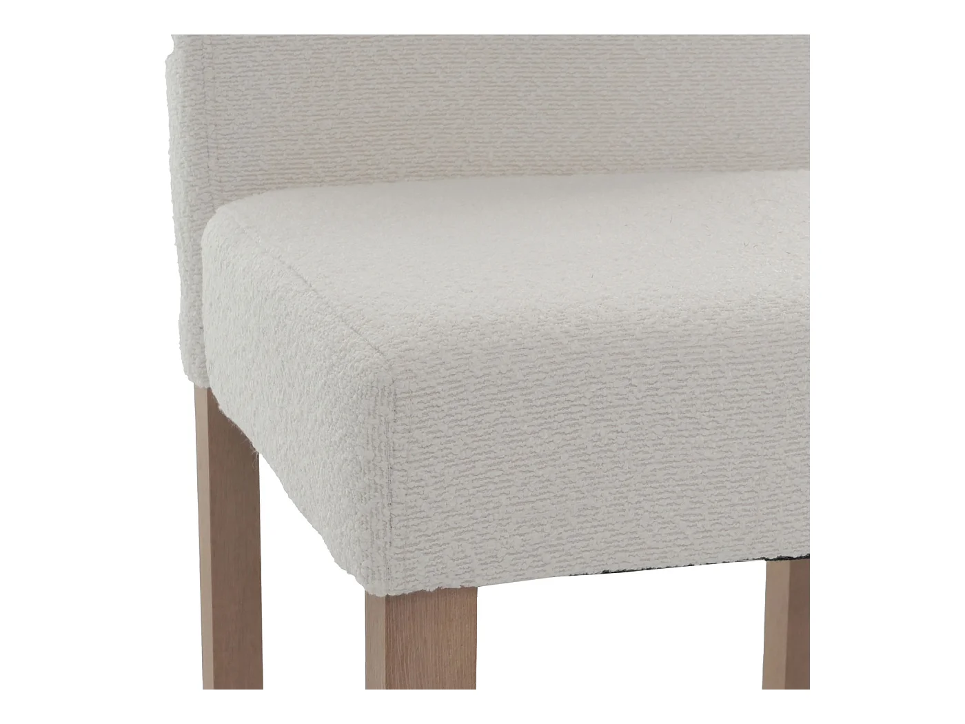 Eetkamerstoel Littau Bouclé (set van 2),  crème, naturelkleurige poten