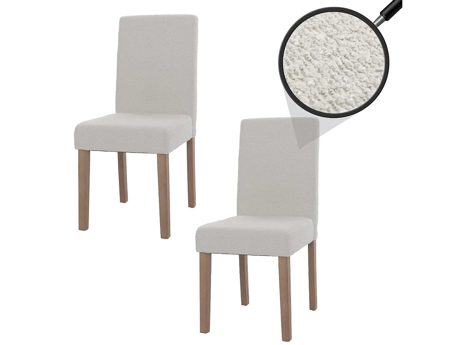 Chaise de salle à manger Littau Bouclé (lot de 2),  crème, pieds couleur naturelle
