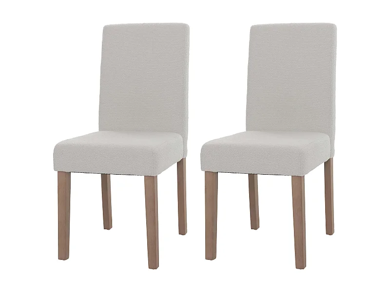 Set 2x sedie Littau tessuto bouclè soggiorno cucina sala da pranzo 90x42x50cm legno avorio