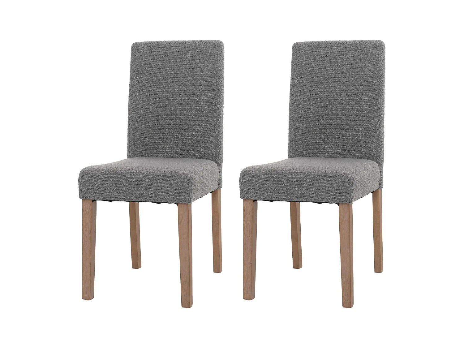 Eetkamerstoel Littau Bouclé (set van 2),  grijs, naturelkleurige poten