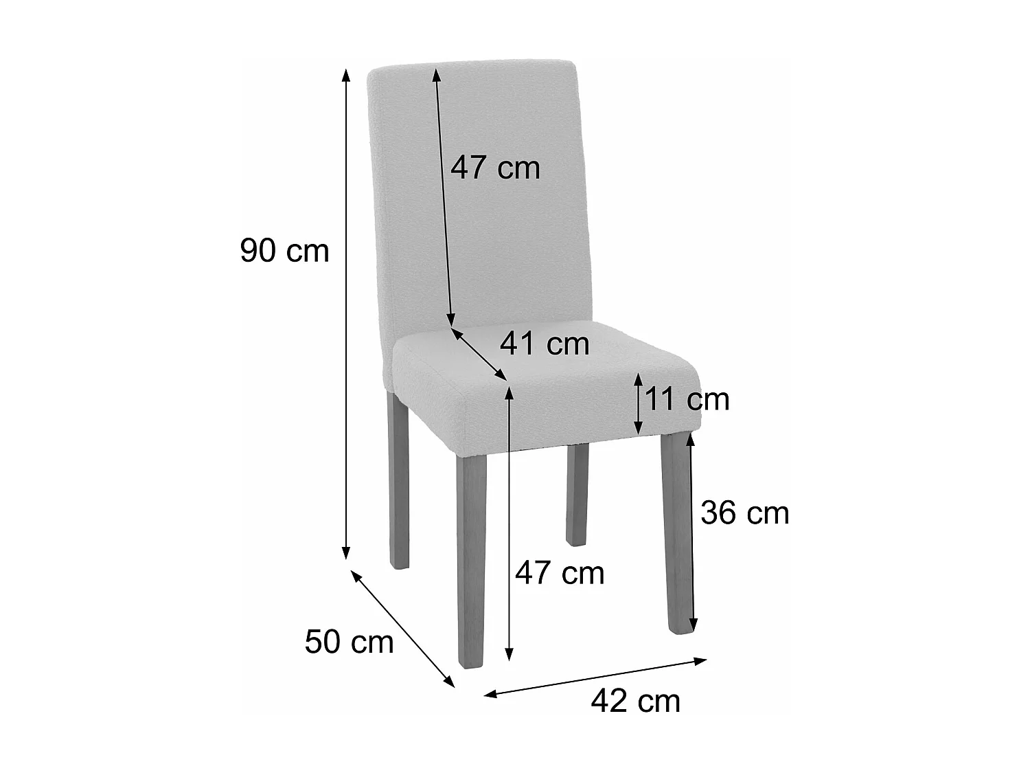 Chaise de salle à manger Littau Bouclé (lot de 2),  gris, pieds couleur naturelle