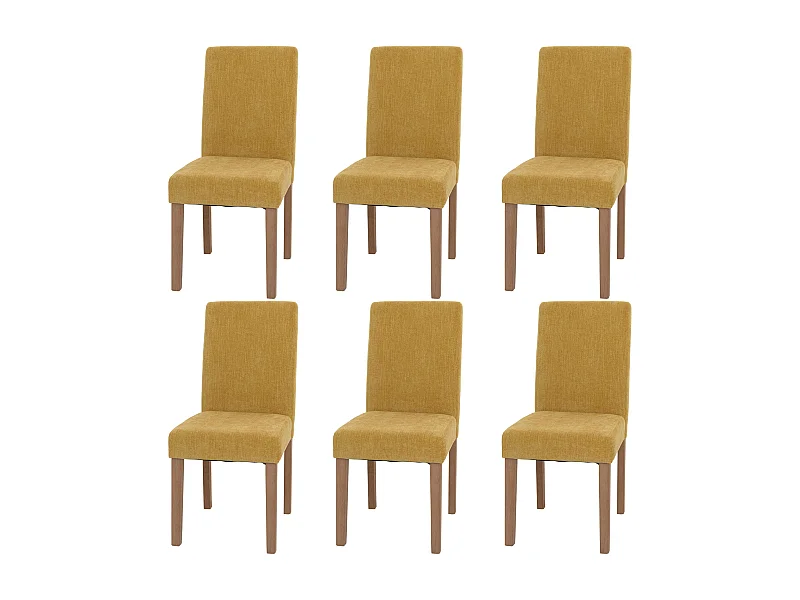 Eetkamerstoel Littau Chenille (set van 6),  geel, naturelkleurige poten