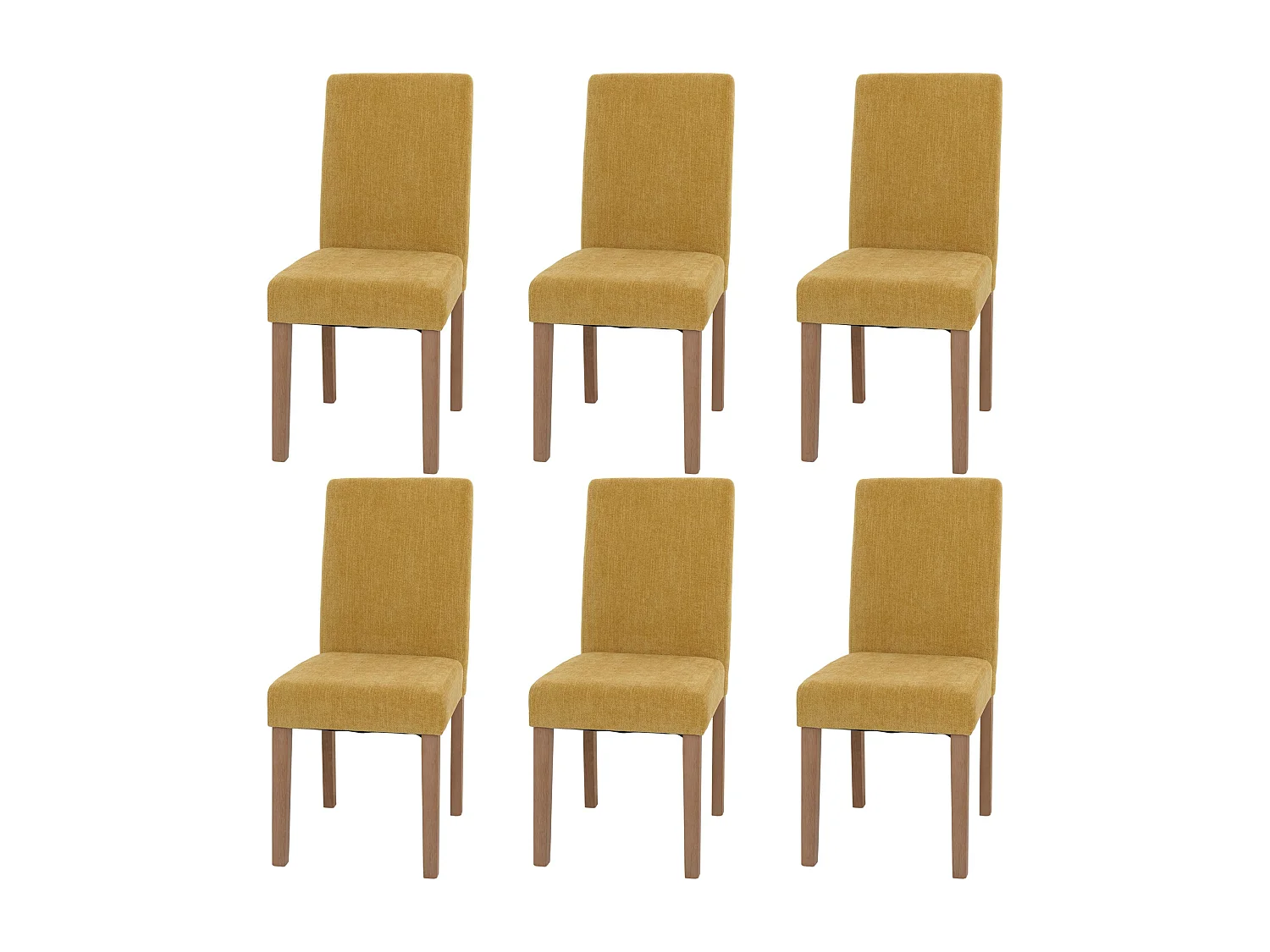 Eetkamerstoel Littau Chenille (set van 6),  geel, naturelkleurige poten