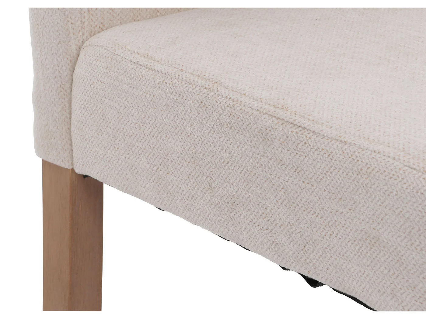 Silla de comedor Littau de chenilla (juego de 6),  crema, patas color natural