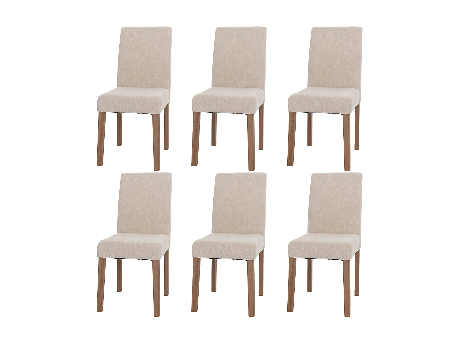 Silla de comedor Littau de chenilla (juego de 6),  crema, patas color natural