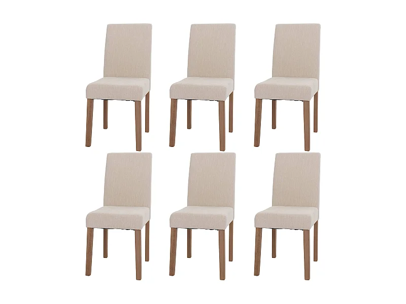 Chaise de salle à manger Littau Chenille (lot de 6),  crème, pieds couleur naturelle