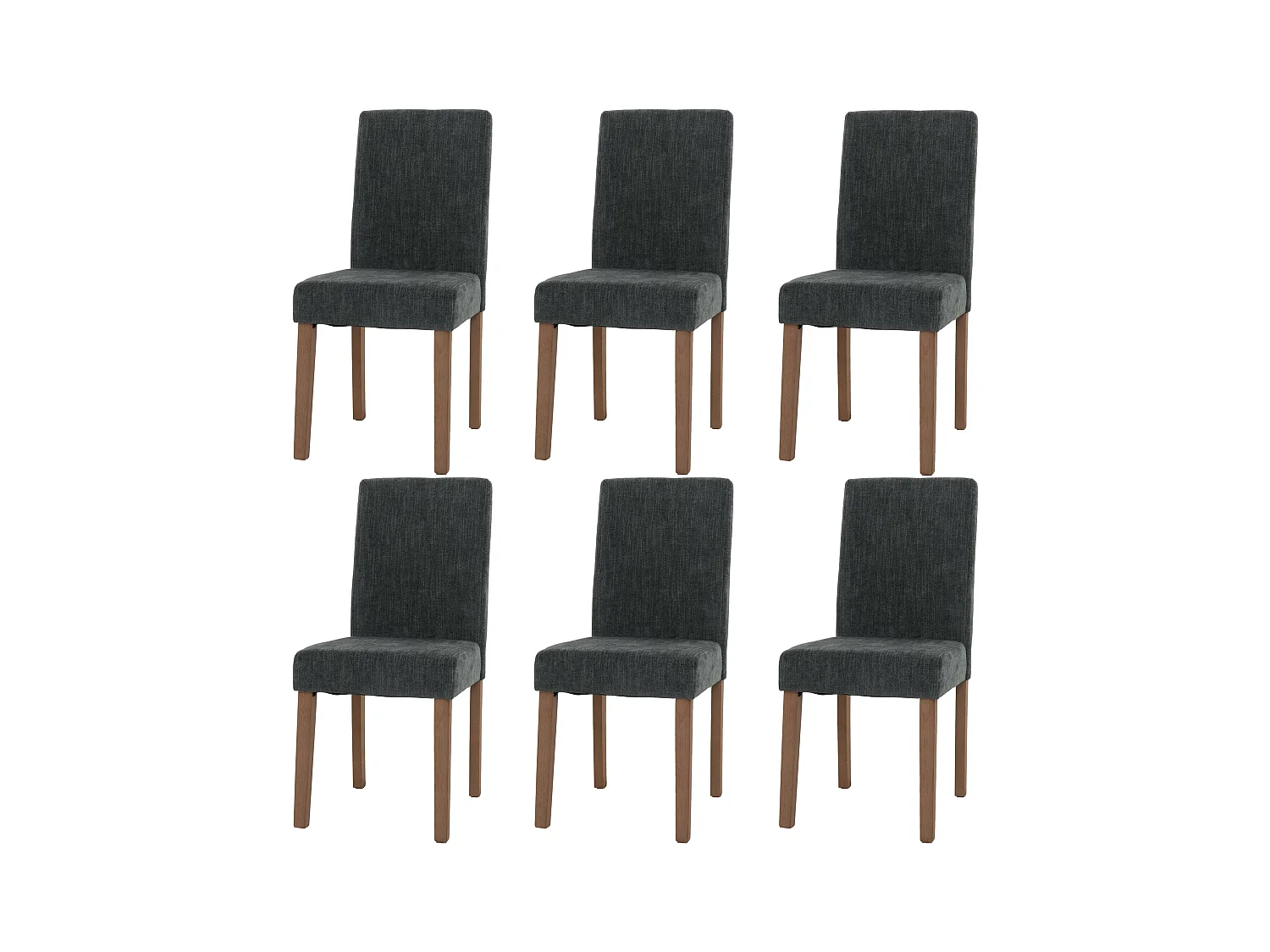 Chaise de salle à manger Littau Chenille (lot de 6),  gris foncé, pieds couleur naturelle