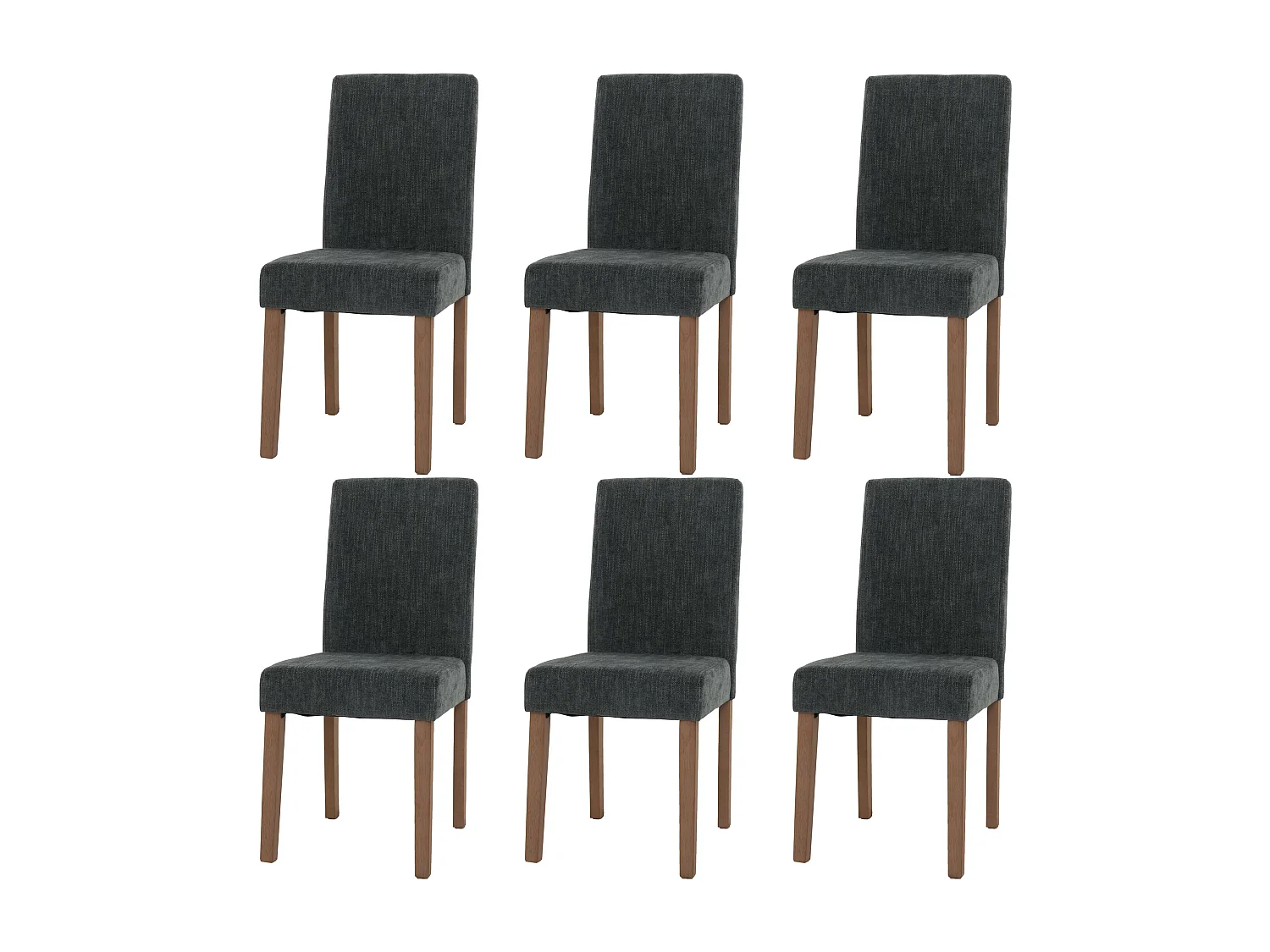 Silla de comedor Littau de chenilla (juego de 6),  gris oscuro, patas color natural