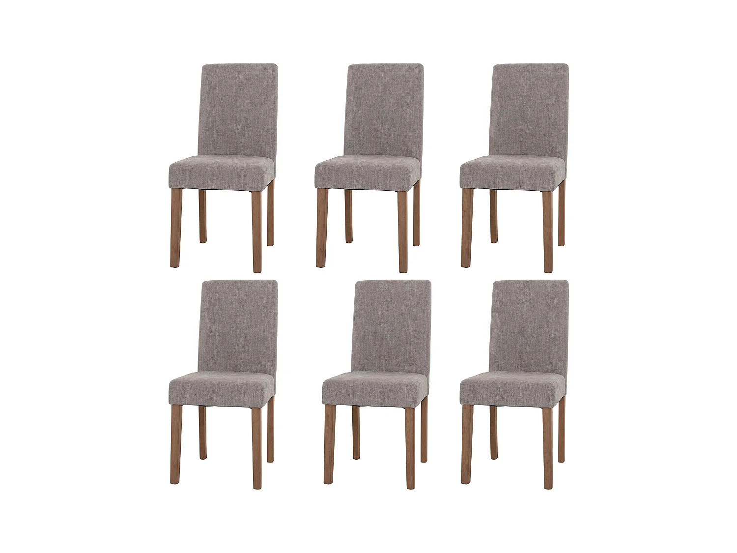 Eetkamerstoel Littau Chenille (set van 6),  lichtgrijs, naturelkleurige poten