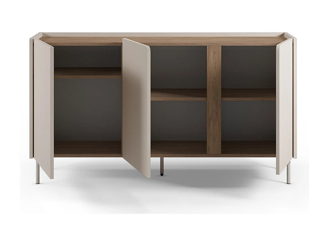 Boxy - Buffet 3 portes en bois et métal L150cm - Beige