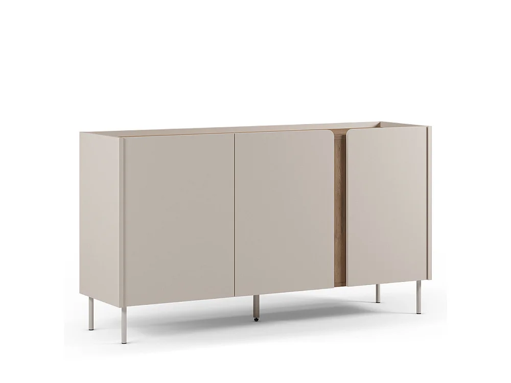 Boxy - Buffet 3 portes en bois et métal L150cm - Beige