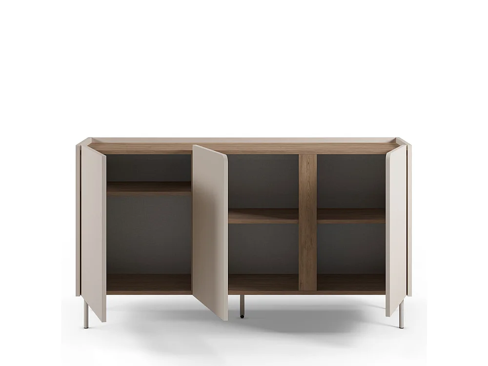 Boxy - Buffet 3 portes en bois et métal L150cm - Beige