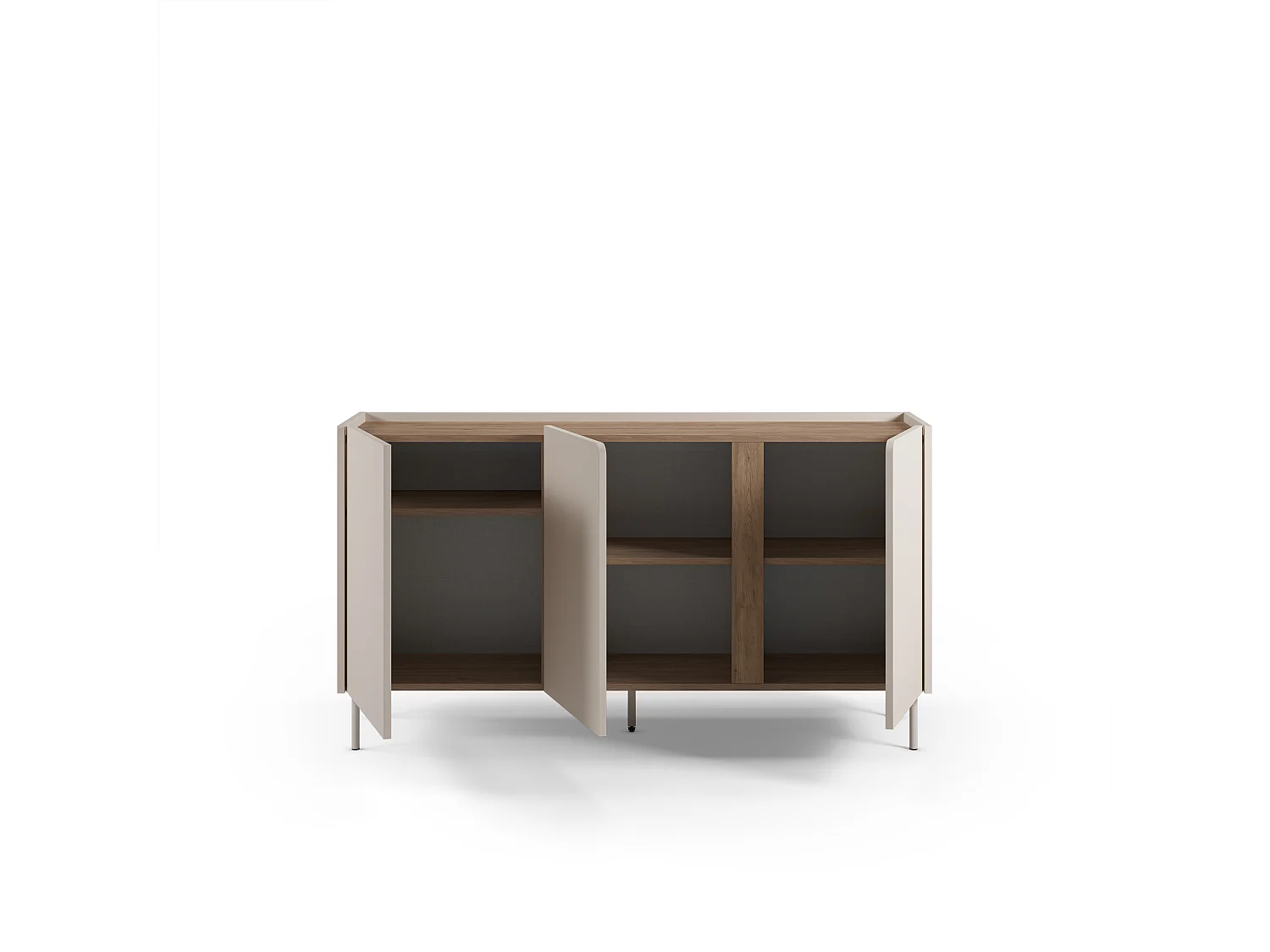 Boxy - Buffet 3 portes en bois et métal L150cm - Beige