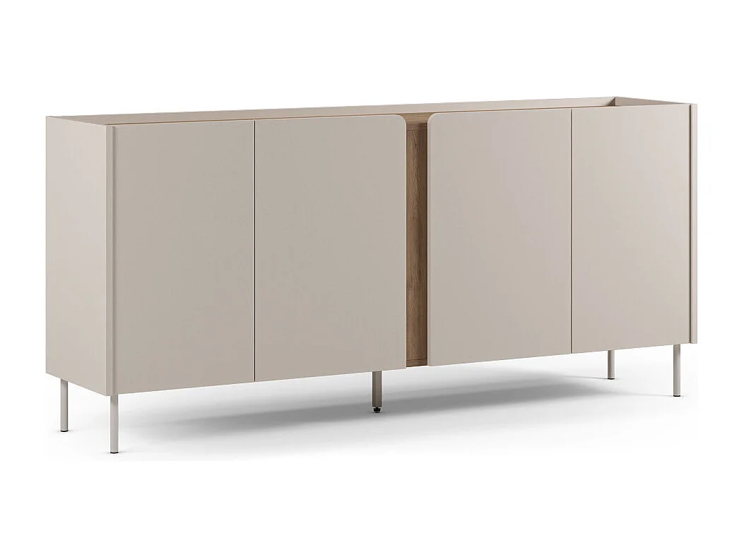 Boxy - Buffet 4 portes en bois et métal L180cm - Beige