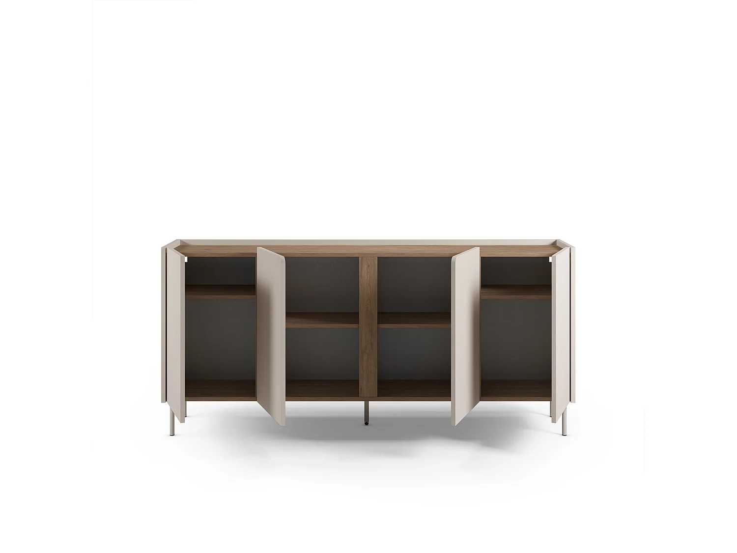 Boxy - Buffet 4 portes en bois et métal L180cm - Beige