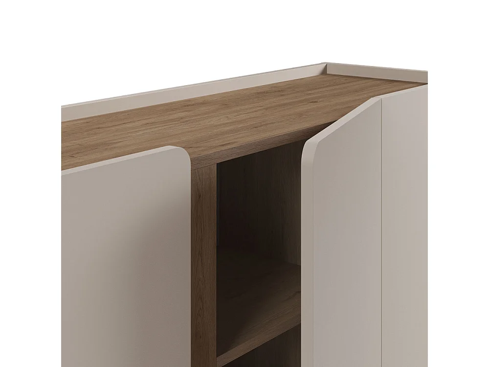 Boxy - Buffet 4 portes en bois et métal L180cm - Beige