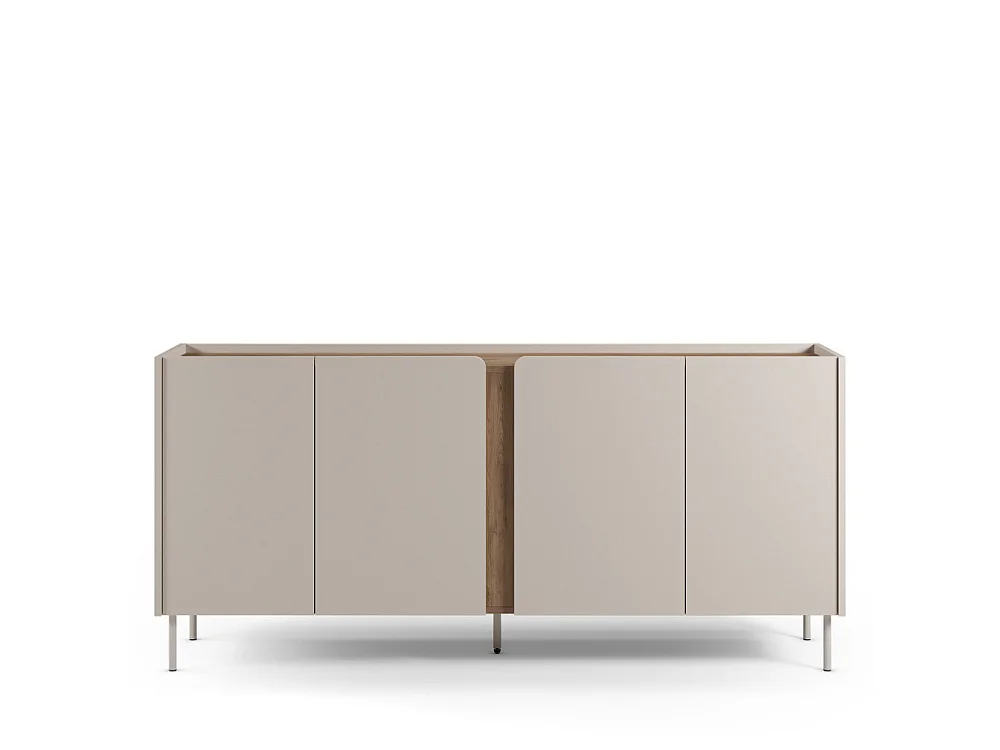Boxy - Buffet 4 portes en bois et métal L180cm - Beige
