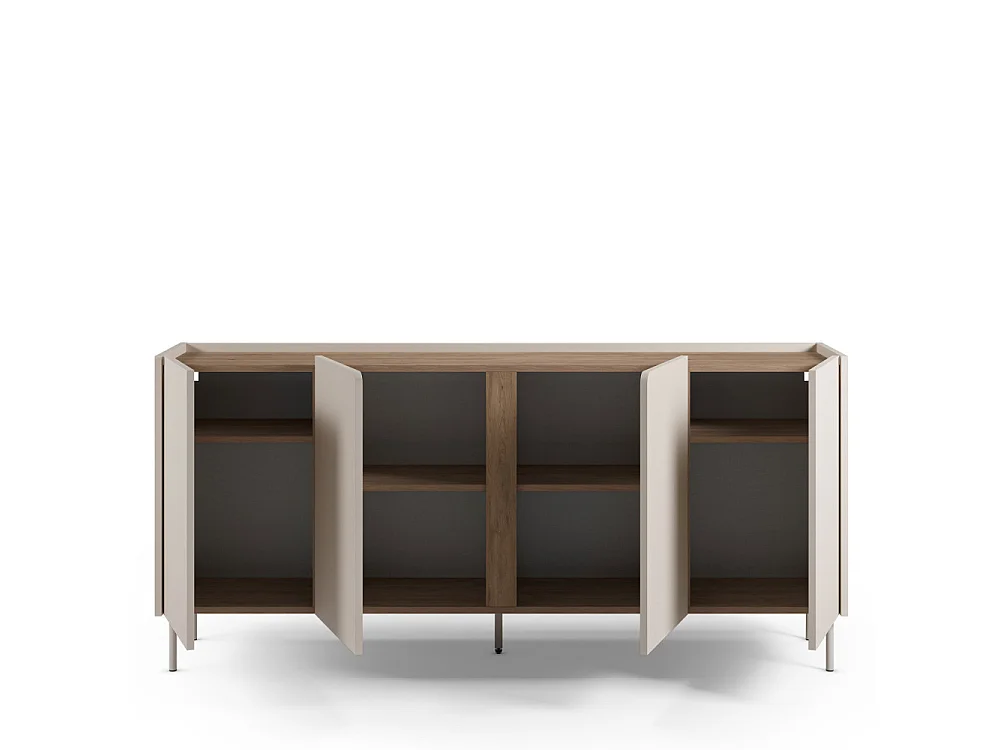 Boxy - Buffet 4 portes en bois et métal L180cm - Beige