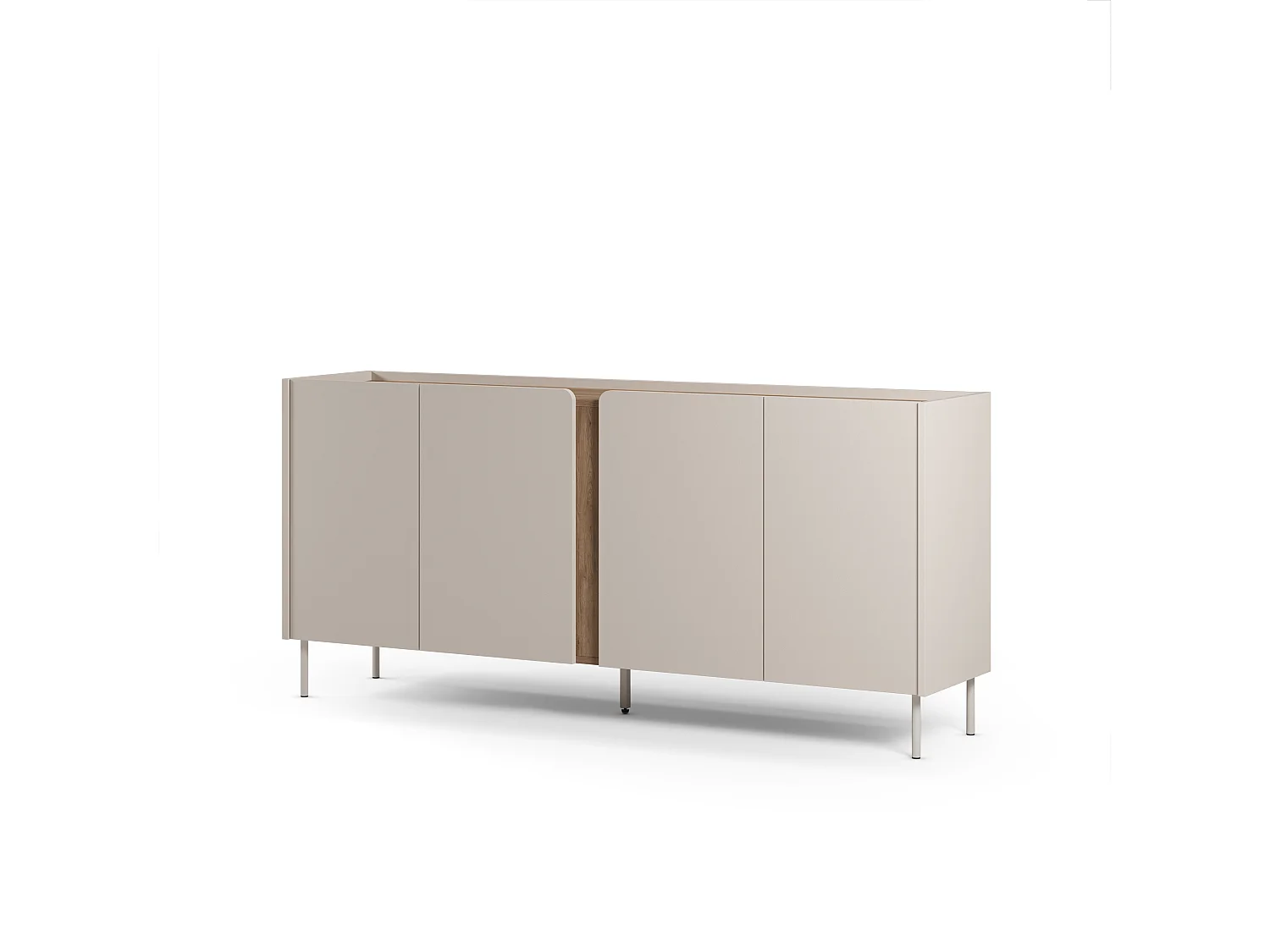 Boxy - Buffet 4 portes en bois et métal L180cm - Beige