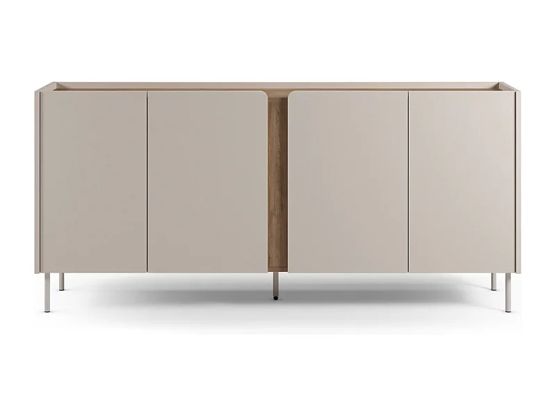 Boxy - Buffet 4 portes en bois et métal L180cm - Beige