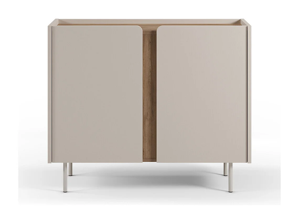 Boxy - Buffet 2 portes en bois et métal L100cm - Beige