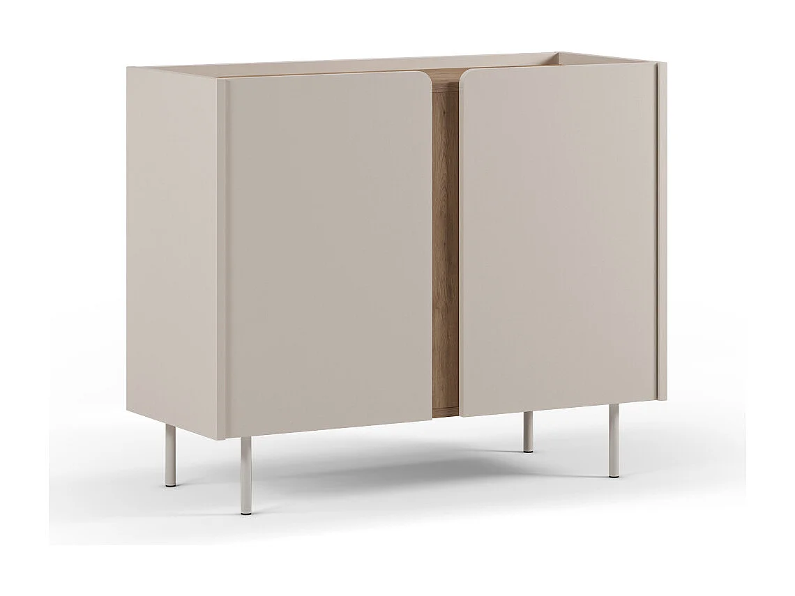 Boxy - Buffet 2 portes en bois et métal L100cm - Beige