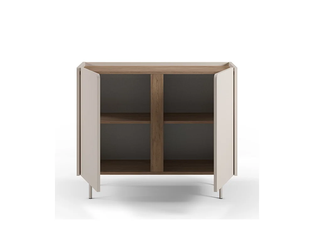 Boxy - Buffet 2 portes en bois et métal L100cm - Beige