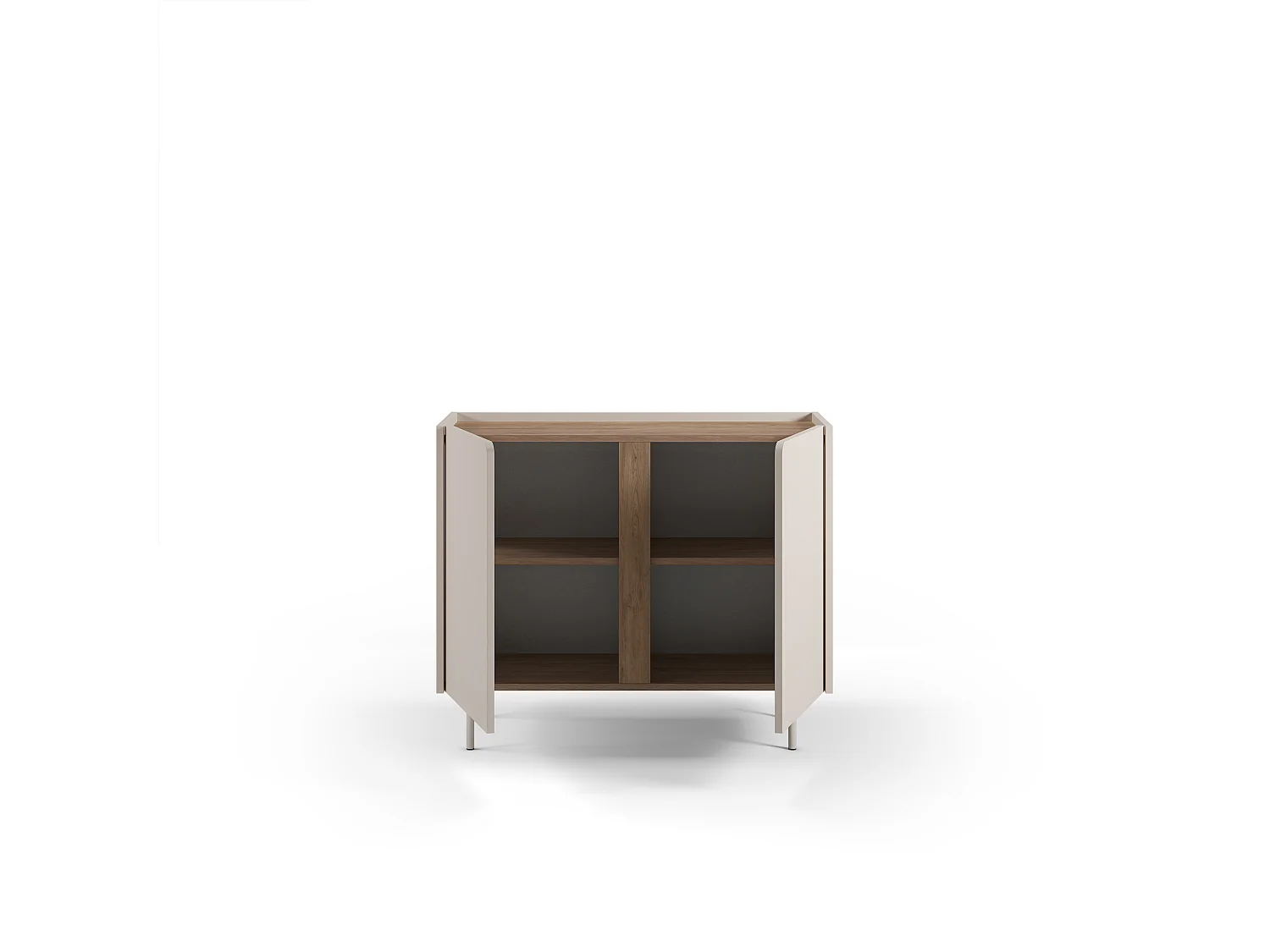 Boxy - Buffet 2 portes en bois et métal L100cm - Beige