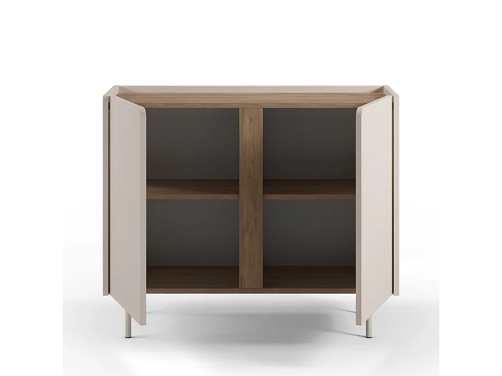 Boxy - Buffet 2 portes en bois et métal L100cm - Beige